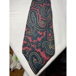 Robert Talbott Paisley Silk Necktie Men Burgundy Teal Gold Hand‎ Sewn Italy